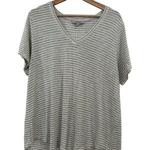 Liverpool Women's Gray Striped V-Neck Top
